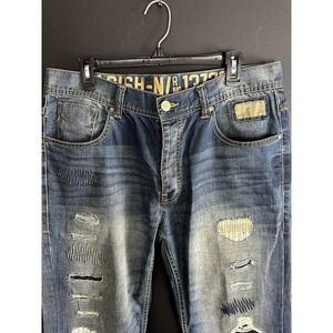 Parish Nation Baggy Jeans Mens‎ 36x27 Distressed Patchwork Embroidery Y2K Grunge